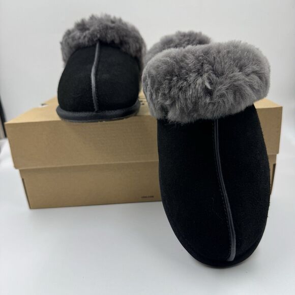Ugg Australia Women’s Scuffette II Slippers – Suede Black/Grey – Size 8 New - Picture 5 of 16